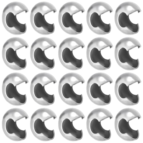 Beebeecraft 1 Box 50Pcs 304 Stainless Steel Crimp Beads Covers 9mm Open Half Round Crimp Bead Knot Cover Small Beads for Jewelry Craft Making