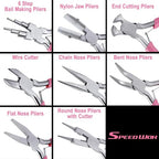 SPEEDWOX 8pcs Jewelry Pliers Set Jewelry Making Tools Nylon Flat Jaw Pliers Flat Nose Pliers With Smooth Jaw End Cutting Long Nose Bent Nose Diagonal Round Nose 6 In 1 Wire Wrapping Pliers For Beading