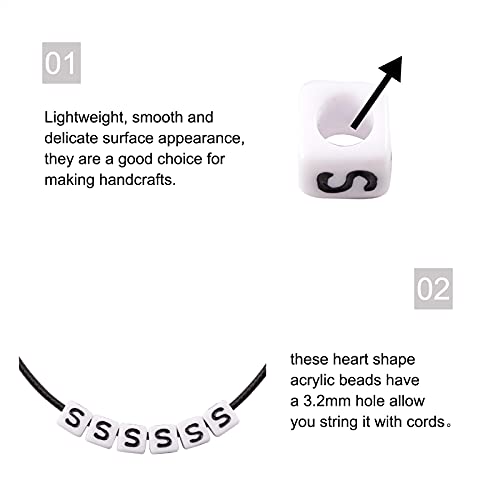 FASHEWELRY 300Pcs Cube White Acrylic Letter Beads 6x6mm Letter S Alphabet Beads for DIY Bracelet Necklace Jewelry Making - color: Letter S, size: 6x6x6mm