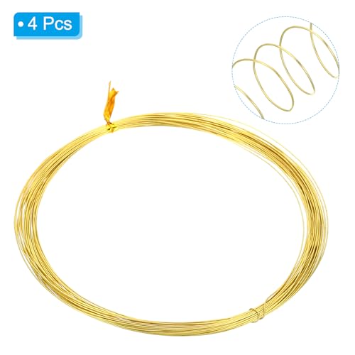 PATIKIL Half Hard Brass Wire, 4Pcs 26Gauge/0.4mm Diameter 10m/32.8ft Pure Craft Wire for Jewelry Making Beading Garden Plants - size: 26Gauge/0.4mm