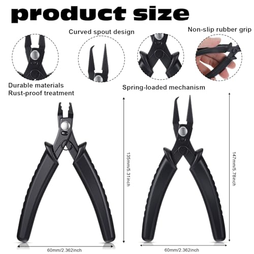 2 Pcs Jump Ring Pliers for Jewelry Making, Portable Jump Ring Opener Premium Metal Jumps Rings Open Plier for Making Jewelry Beading DIY Handmade Crafts Necklace Bracelet Repair Supplies, Black