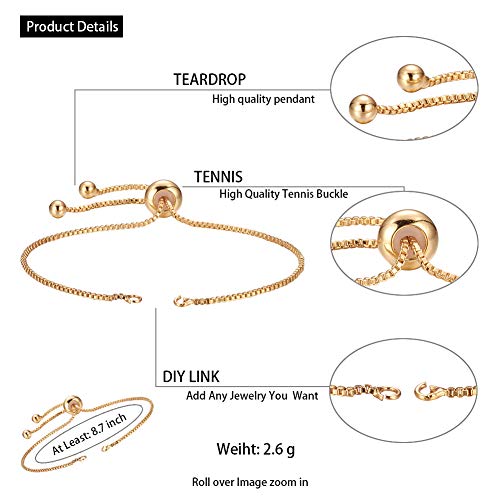DanLingJewelry 20pcs Adjustable Slider Bracelet Slider Extender Chains with Ball Ends for Jewelry Making DIY 8 Inches(220mm) G - color: StyleⅡ-20 pcs-Golden