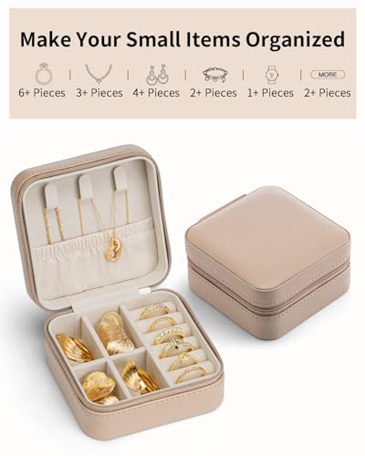 VLANDO Travel Jewelry Case - Valentines Day Gifts - Small Jewelry Travel Organizer Box Travel Essentials Gift for Teen Girl Women - Toffee - color: G.Toffee