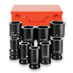 1" Drive Jumbo Impact Socket Set,9 PCS SAE (1",1-1/8",1-1/4",1-3/8",1-1/2",1-5/8",1-3/4",1-7/8",2") Universal Hex Deep Socket Combination,CR-MO Alloy Steel,Heavy Duty Storage Case - size: 1 Inch 9-Piece