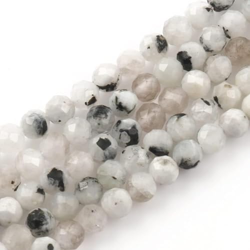 Song Xi 120pcs 3mm Natural Blackpoint Moonstone Gemstone Beads Faceted Round Loose Stone Beads for Jewelry Making (1 Strand) - color: Blackpoint Moonstone, size: 2.8-3.3mm