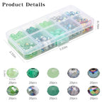 200pcs 8MM Faceted Rondelle Glass Beads for Jewelry Making, Briolette Crystal Glass Beads Plated Round Loose Spacer Beads for DIY Supplies Bracelets Necklaces Earrings (Green) - color: Green