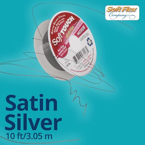 Soft Flex 49 Strand Stringing Wire - Flexible Braided - Medium 0.19 Diameter - Jewelry Making Bead Wire - Satin Silver - style: 10 Feet