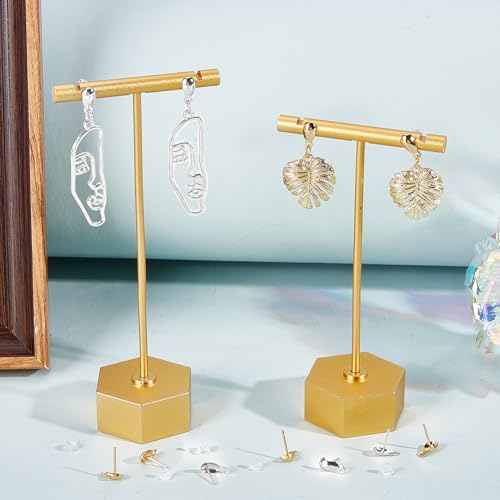 Beebeecraft 1 Box 100Pcs Stud Earring Findings 18K Gold Plated 304 Stainless Steel Teardrop Earrings Studs Findings with Horizontal Loops Ear Nuts for DIY Jewelry Making (Gold, Silver) - color: Gold & Stainless Steel