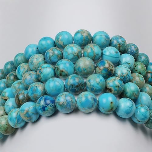 MJDCB 4mm Light Blue Imperial Jasper Gemstone Beads Round Loose Stone Bead for Jewelry Making Bracelets Necklaces - color: Light Blue Imperial Jasper, size: 4mm