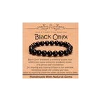 Natural Healing Gemstone Bracelet Handmade Yoga Stretch Elastic Bracelet Stress Relief Crystal Jewelry for Men and Women - color: Black Onyx (Positive Energy), size: 8mm