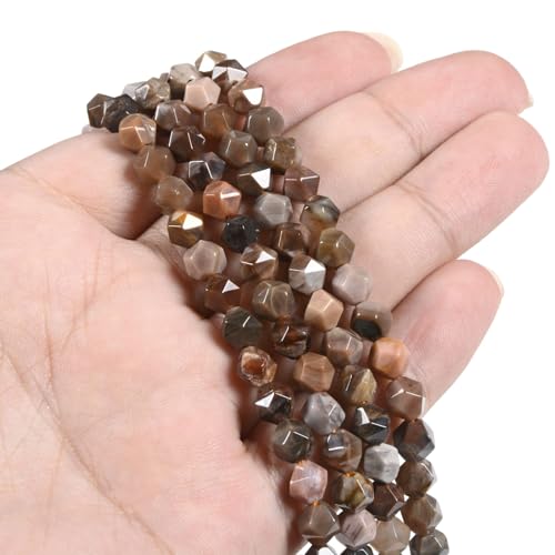 Petrified Wood Fossil 6mm Gemstone Triangle Faceted Round Loose Beads Strand 15.5" DIY Jewelry Making - color: Petrified Wood Fossil