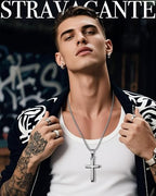Cross Pendant Necklace with Bible Verse - Top-grade 316L Stainless Steel, Sleek Polished Design, Skin-friendly, Christian Jewelry for Men and Women - color: Elegant Silver, size: Big, style: JOSHUA 1:9
