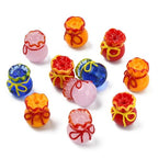 Stiesy Fukubukuro Glass Beads 12Pcs, 4 Colors Imitation Jade Good Luck Charm Beads Spacer for Jewelry Making, Bracelet Pendant DIY, Present Crafting - color: Fukubukuro-4 Color-12pcs