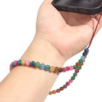 Semi-Precious Gem Stones Beaded Phone Charm Cell Phone Lanyard Wrist Strap Handmade Natural Gemstone Phone Chain string - color: Tourmaline