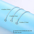 3 Pcs 925 Sterling Silver Necklace Extenders for Women Durable Strong Removable Necklace Bracelet Anklet Extension Jewelry Making Chains - color: 2 3 4 Inch, Silver