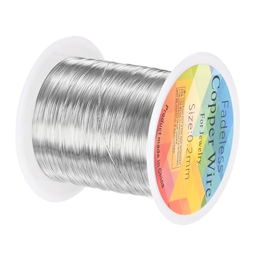 M METERXITY 0.2mm Jewelry Wire, 32 Gauge 328FT Craft Wire Copper Beading Wire for Jewelry Making/Planting/Weaving/DIY Crafting, Soft Metal Wires [100M, Silver White] - color: Silver White, size: 0.2mm 32 Gauge