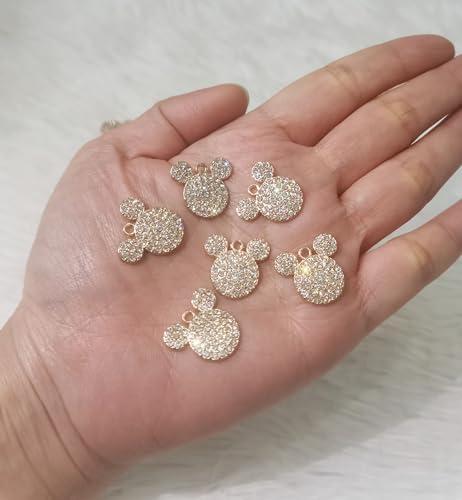 16-Pcs Crystal Jewelry Making Charms Silver Pendant Charm For Women Making Jewelry Crafts Rhinestone Charms - color: Mouse