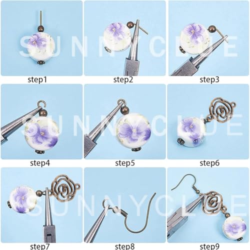 SUNNYCLUE 1 Box DIY 10 Pairs Porcelain Earring Making Starter Kit with Porcelain Beads, Spacer Bead, Earring Hooks Jewelry Arts Craft Supplies Findings for Beginners Women Gift, Instruction