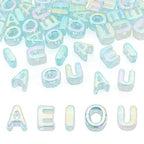 FASHEWELRY 50Pcs Large Letter Beads, 20mm Big Acrylic Alphabet Beads, Large Hole Vowel Bead Spacer for Bracelets Necklaces Bag Charms Shoelaces Keychains Lanyards (Sky Blue) - color: Sky Blue