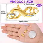 Pndeyo S925 Double Opening Lobster Claw Clasp, Hypoallergenic Enhancer Shortener with 2 Rings, Spring Rings Clasp Connector Carabiner for Bracelet Necklace Jewelry Making- Gold - color: Gold-1pc-0.59"×0.31"-with rings