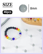 8mm Glass Beads 46PCS Glass Beads for Jewelry Making Charm Round Loose Bead for Bracelet Making Kit (Gray Glass) - color: Gray Glass