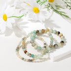 3Pcs Natural Healing Crystal Bracelets for Women Men, 4mm 6mm 8mm Beaded Stretch Bracelet Set, Black Tourmaline Natural Stone Gemstone Jewelry Gifts for Meditation, Reiki & Yoga - color: Amazonite