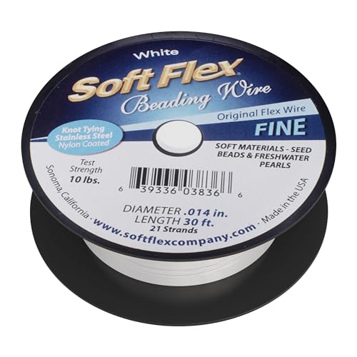 Soft Flex 21 Strand Beading Wire - Fine 0.14 Diameter - 30 Feet Design Wire - style: White Nylon