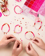 Goldwise Valentine's Day Friendship Bracelet Kit, Pink Beads, Jewelry Making Kit with Pink Clay Beads, Letter Beads and Charms, GIFS for Fans, Couples and Best Friends - size: Valentine's Day