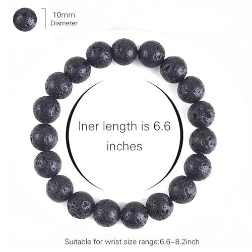Handmade 8mm Beaded Bracelets For Men Protection Bracelet For Women Chakra Feng Shui Stretchy Handmade Lucky Money Stretchy Crystal Bracelets Best Gifts - color: Lava 1PCS