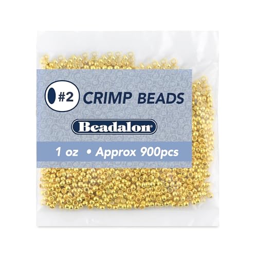 Beadalon Crimp Beads, Size #2, Gold Color, 1 oz, Approx. 900 pc - color: Gold, size: Size #2, 900 pc