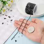 Kyutong 5 Meters Stainless Steel Necklace Chains Bulk on Roll Small Paper Clip Links with Jewelry Connectors Black Paperclip Craft Chain for Men Women DIY Handcrafts - color: black paperclip