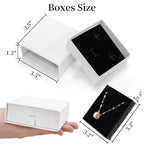WRINGKIT 24 Pack White Cardboard Jewelry Gift Boxes Bulk, Square Jewelry Gift Boxes 3.5x3.5x1.2 Inch, Jewelries Packing Box with Lids Foam Cushion for Necklace Earring Bracelet Ring Display Storage