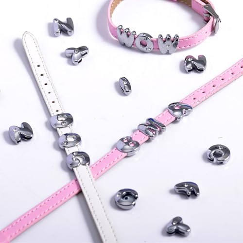 stino 100 Gram Metal Charms for Jewelry Making, Silver & Gold Plated, Bulk Pack for Bracelets, Necklaces, Crafts - color: Bubble Letter (52 Pcs）