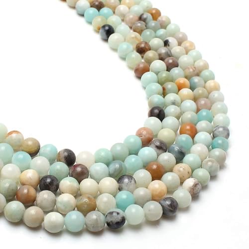 Yochus 60pcs Polish Amazonite Beads，6mm Healing Power Natural Stone Round Loose Gemstone Beads for Jewelry Making Earring Necklace DIY Crafts - color: Amazonite stone, size: 6mm 60beads
