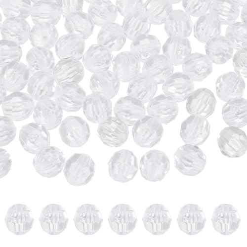 MECCANIXITY 400pcs Czech Faceted Bicone Beads 8mm Glass Spacer Bead Bulk for Jewelry Making & DIY Craft, Transparent - color: Transparent
