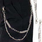 Layered Punk Pants Chain for Men Women, Gothic Hip Hop Jean Chain Wallet Chain Biker Trouser Chain, Goth Emo Fashion Keychain Accessories - color: 2L-Silver Twisted