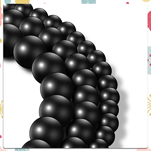 Ecally 300 Pieces Black Matte Onyx Beads Natural Black Agate Round Frosted Onyx Gemstone Loose Beads for Bracelet Necklace Jewelry DIY Making(6mm/ 8mm/ 10mm) - size: 6mm/ 8mm/ 10mm