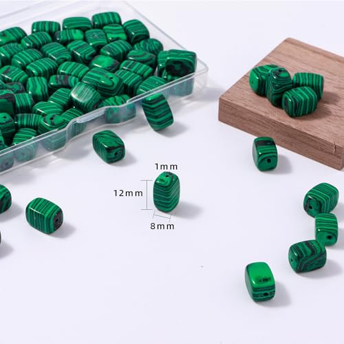 Natural Large Malachite Cube Stone Beads 8x11mm 38cm/str Loose Semi Gemstone Stone Square Beads for Making Bracelets Necklace - color: Malachite