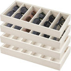 Juexica 4 Pcs Velvet Sunglasses Organizer Tray 6 Grid Sunglass Organizer Velvet Tray Stackable Glasses Display Case for Women Glasses Jewelry Display Watch (Beige) - color: Beige