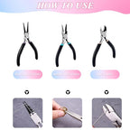 URSKYTOUS 3Pcs Jewelry Pliers Set Jewelry Making Pliers Tools Kit Include Jewelry Making Needle Nose Chain Nose Round Bent Pliers Wire Cutter for Bracelet Beading Craft Jewelry Making Supplies (Black) - color: Bq 3pcs-black