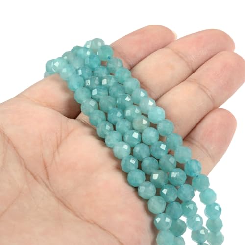 6mm Peruvian Amazonite Faceted Gemstone Round Loose Beads Strand 15.5-16" DIY Jewelry Making - color: Peruvian Amazonite