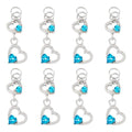 FASHEWELRY 15Pcs Alloy Crystal Rhinestone Heart Charms, Blue Love Heart Glass Dangle Charms Platinum Hollow Pendants for DIY Valentine's Day Necklace Earring Jewelry Making Craft - color: Heart-Blue