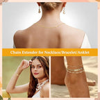 6pcs Necklace Extenders for Women, 2" 4" 6" Jewelry Chain Extension Set Hypoallergenic Bracelet Chain Extenders Extension Chains for Jewelry Making Necklace Bracelet Anklet(Gold)