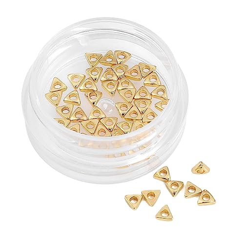 BEADIA 14K Gold Plated Triangle Spacer Beads 3x3mm 50pcs for Jewelry Making Findings Non Tarnish - color: 14K Gold, size: 3x3mm Triangle