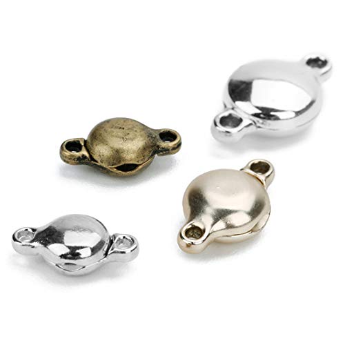 Brass Made Round Magnetic Clasps Stronger Magnetic Closure for Necklace Bracelet and Chain Keep Your Jewelry Secure 10 Sets/lot - size: 11mmx20mm & Matt Rhodium Tone
