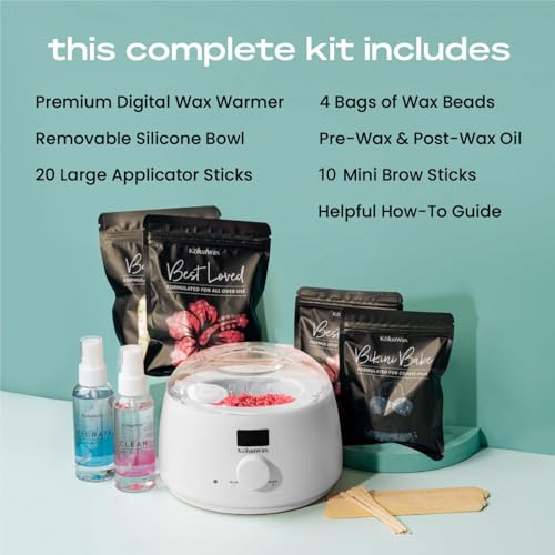 KoluaWax Premium Waxing Kit for Women - Beginner Friendly - Complete Wax Kit that includes 14oz of Wax Beads, Applicator, Pre and Post Care, Suitable for Sensitive Skin (White) - color: White