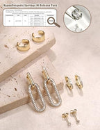 ORAZIO Small Gold Hoop Earrings for Women Hypoallergenic 14K Gold Plated Chunky Huggie Earring Sets for Multiple Piercing Dainty Earing Stacks Set Cute Silver Cartilage Jewelry Trendy Gifts - style: 14K Gold Plated-Paperclip