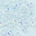 Crystal Glass Beads 100 Pieces 6mm Cube Crystal Glass Beads Faceted Square Shape Spacer Beads for Jewelry Making Bracelet Earring Necklace DIY Craft Making Supplies(Crystal AB) - color: Crystal AB, size: 6mm