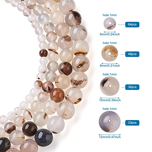 Craftdady Round Natural Agate Beads for Jewelry Making 180pcs 6-12mm Smooth Round Energy Healing Crystal Gemstone Chakra Stone Beads for DIY Crafts Bracelet Earring Necklace Making - color: Crystal Agate