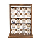 Ikee Design 5 Tiers Free Assemble Wooden Jewelry Display Rack with 20 Removable Metal Hooks,Earring Card Display Stand,Jewelry Organizer,Bracelet Organizer,Keychain Display Stand,Brown Color - color: 2) Brown